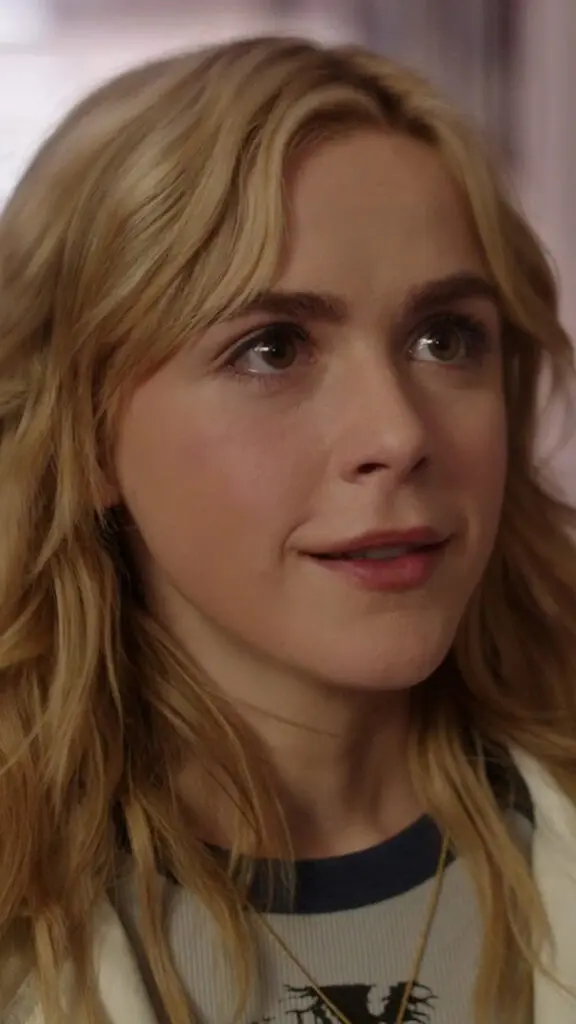 Close-up of Jamie, played by Kiernan Shipka, looking upward with a slight smile in a scene from Totally Killer.