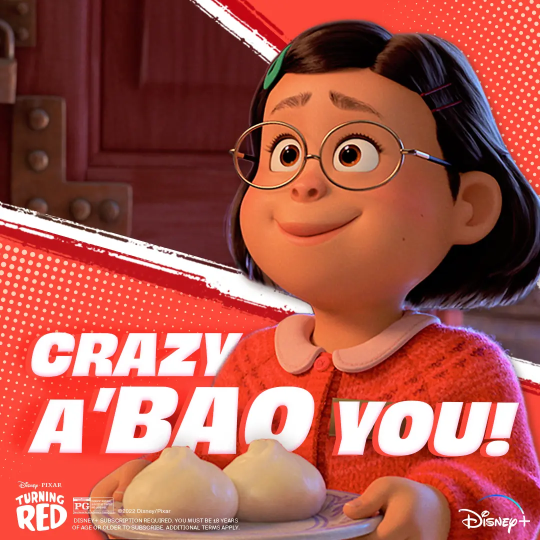 Mei Lee smiling in round glasses and a red sweater, holding a plate with two steamed bao buns against a red graphic background with bold white headline text.